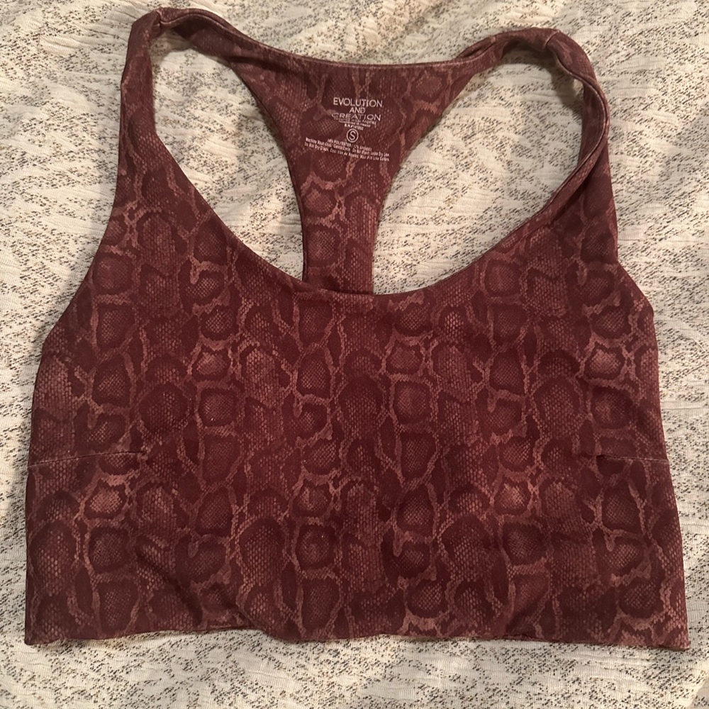 Evolution and Creation Women's Snake Print Sports Bra - Maroon
